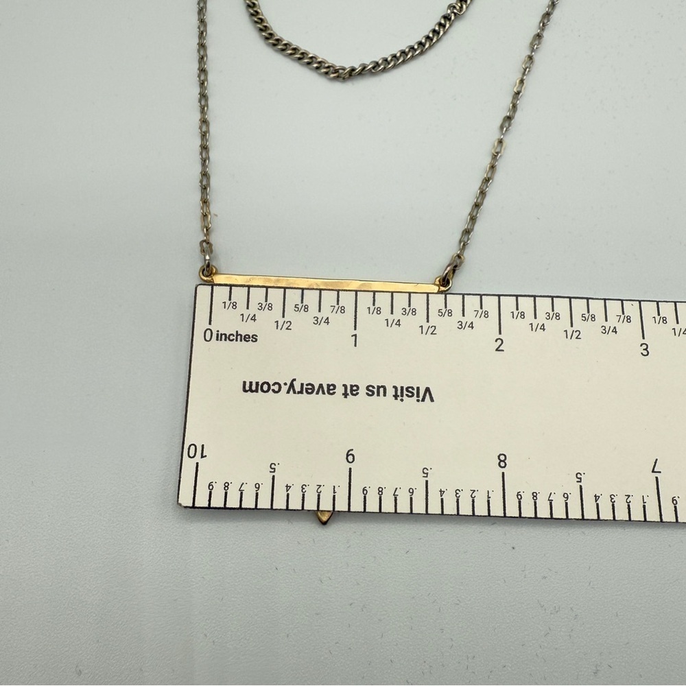 Gold Triangle Pendant Two-Tone Chain Necklace - Picture 8 of 10